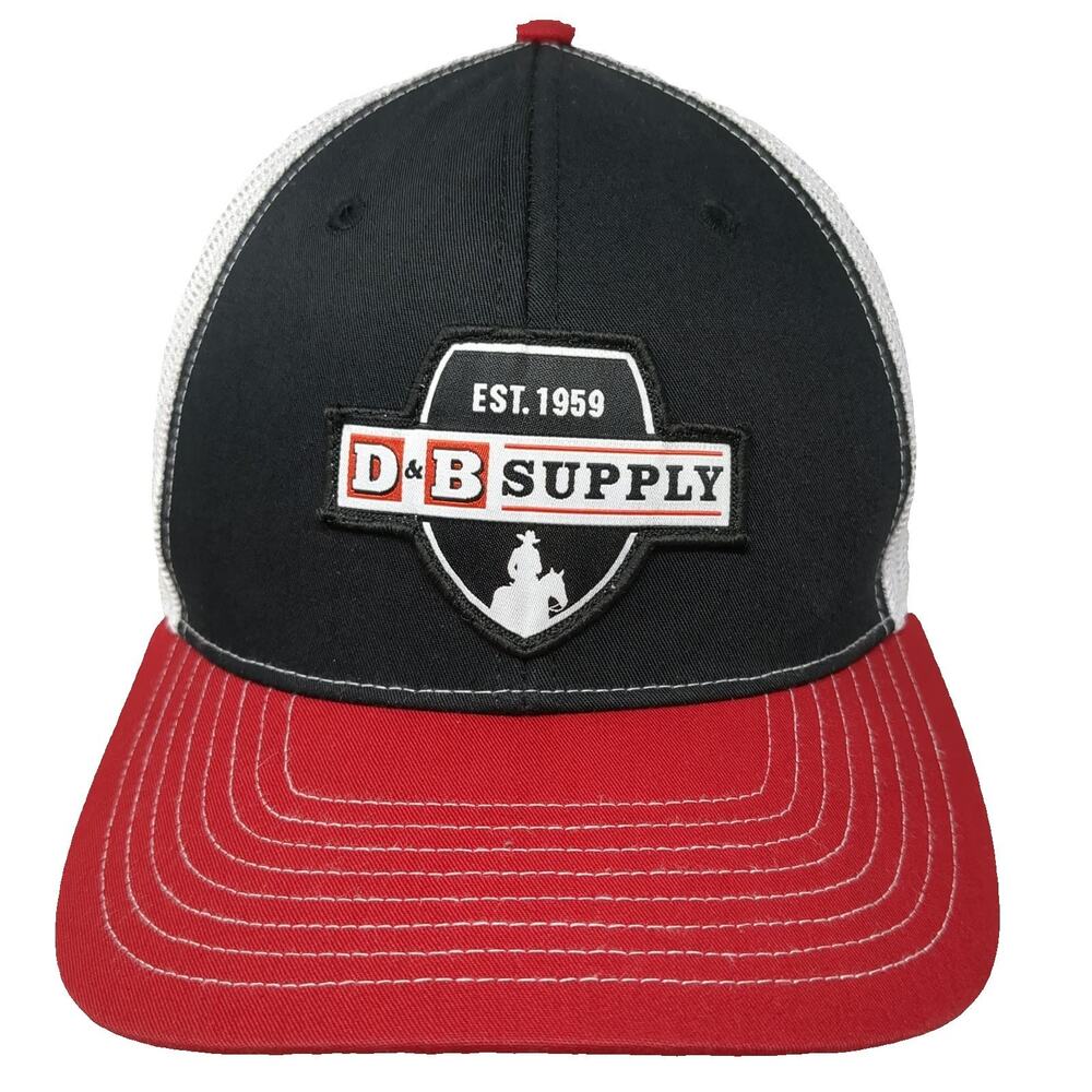Richardson Trucker Hat Black Red White One Size D&B Supply Patch Mesh Snapback